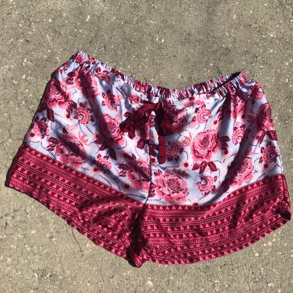 Other - Satin silky lounge shorts with roses